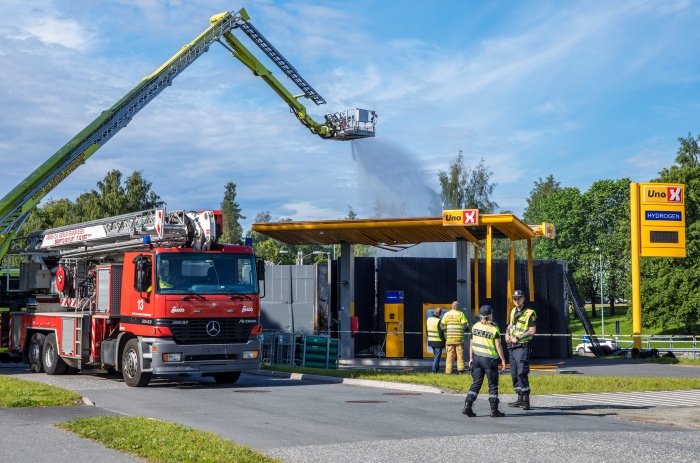 Hydrogentank eksploderte på en Uno-X-stasjon i Sandvika